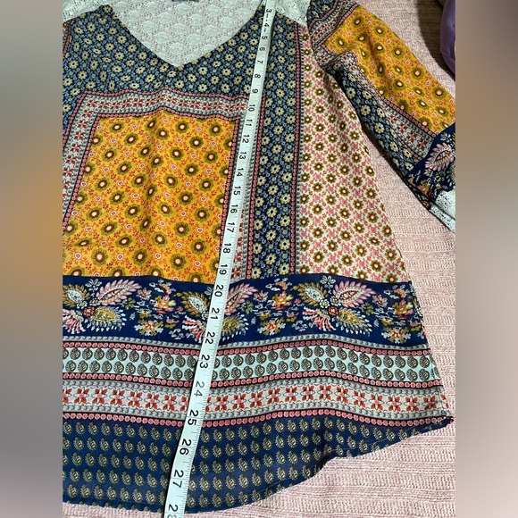 FIGUEROA & flower’s Multicolor Women Top Tunic, V Neck , 3/4 Sleeve Sz L - Picture 10 of 11